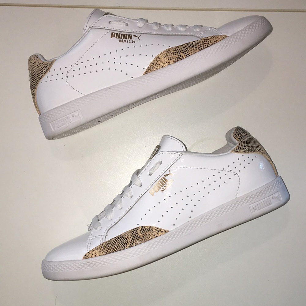 Puma white snakeskin size 5